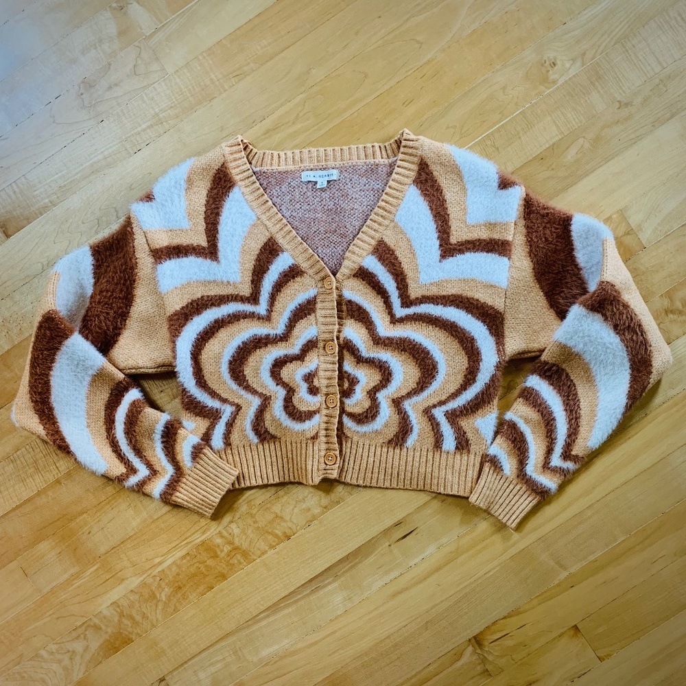 L.A. Hearts Retro Hippie Flower Cropped Cardigan Size S
